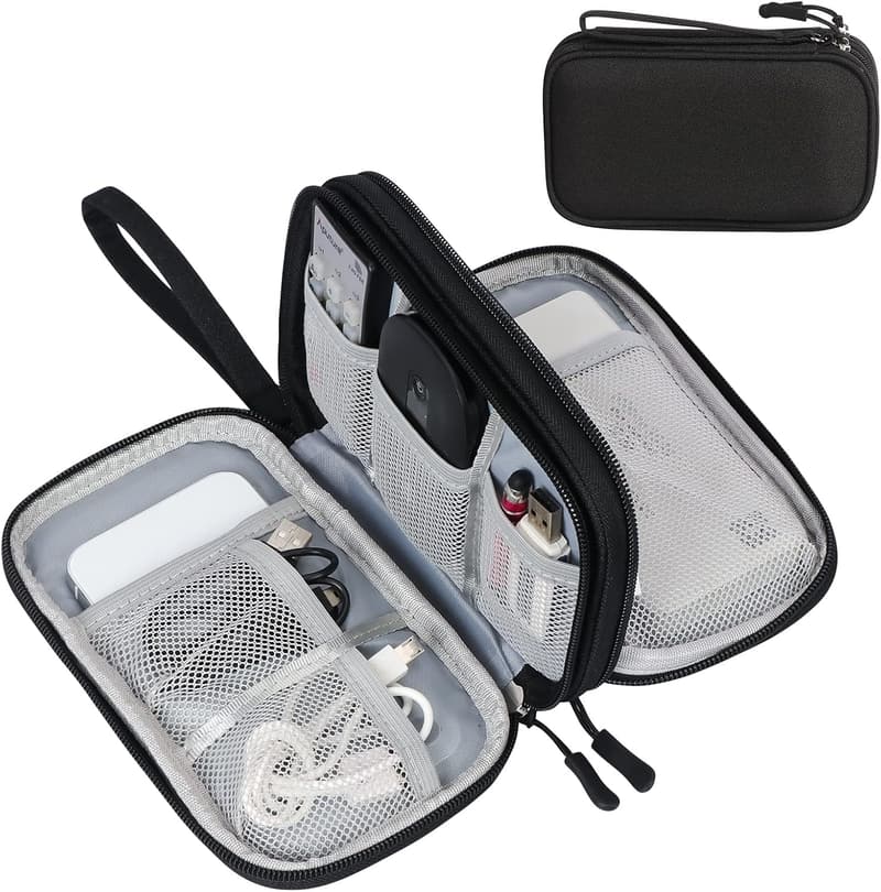 Portable Waterproof Travel Cable Organizer Pouch - Black
