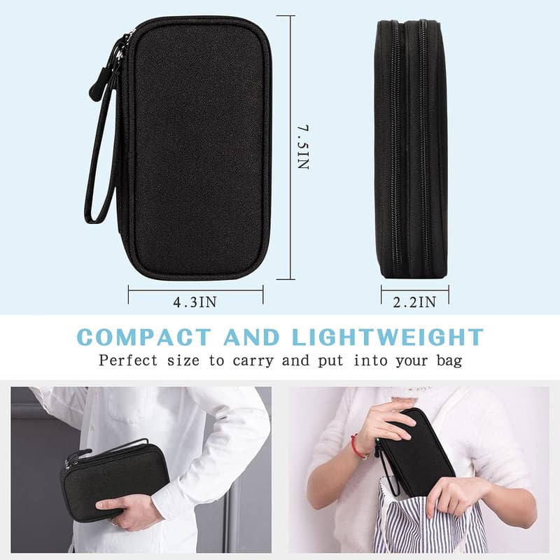Portable Waterproof Travel Cable Organizer Pouch - Black