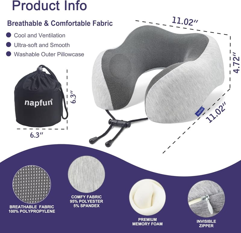 Upgraded Memory Foam Travel Neck Pillow for Airplane