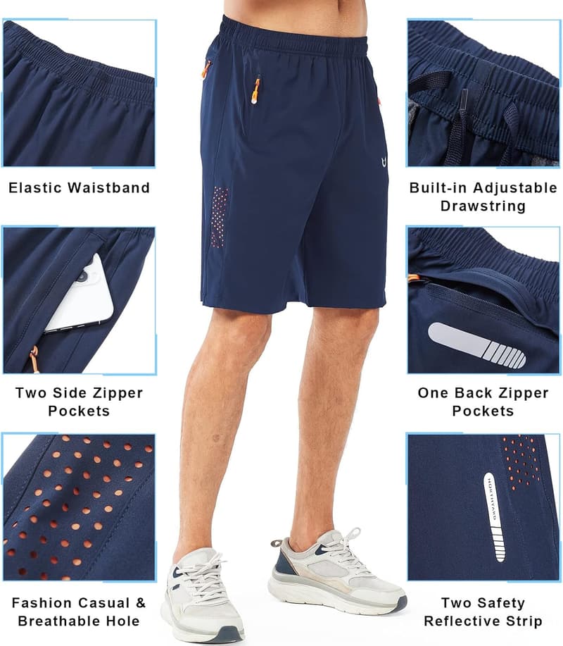 Men's Quick Dry Athletic Running Shorts - Lightweight Sports Gear