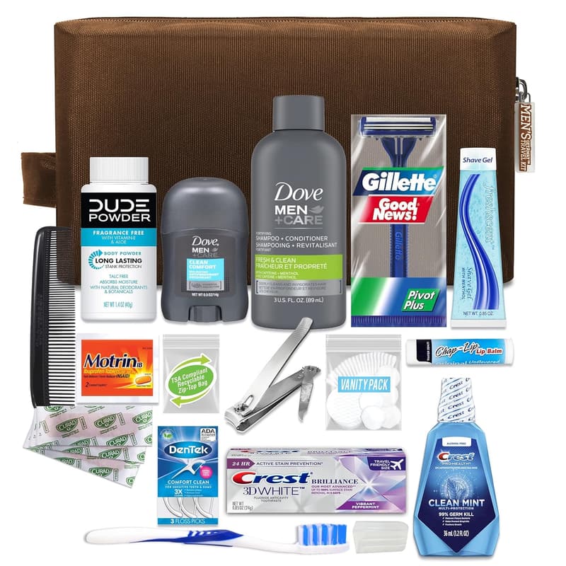 Men's Travel Essentials Kit - 20-Piece TSA Compliant Set