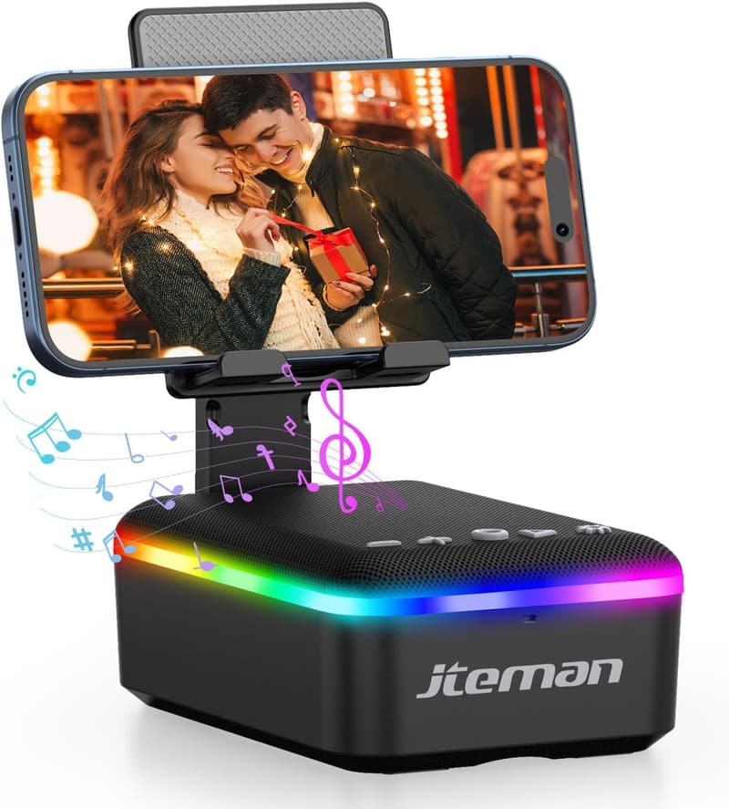 Unique Bluetooth Speaker Phone Stand with LED Light - Cool Gift for Men