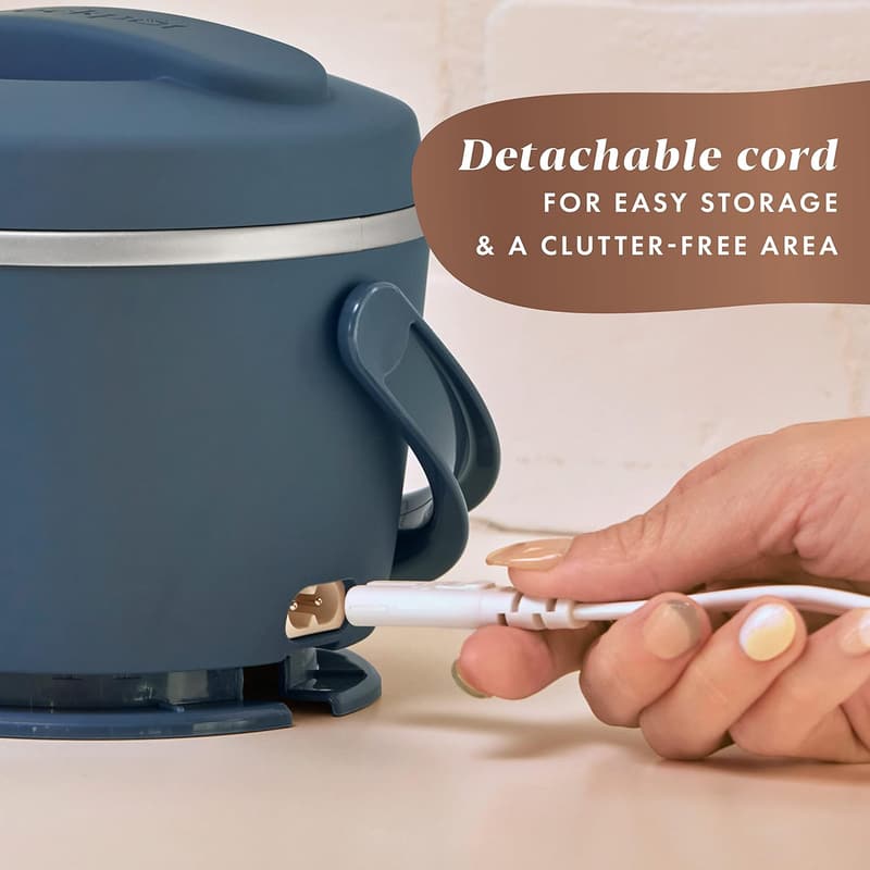 Portable Electric Lunch Box, 20-Ounce Food Warmer, Faded Blue