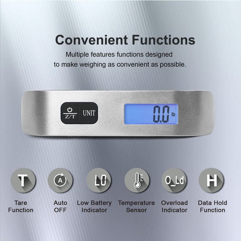 Portable Digital Luggage Scale - 110 lbs Capacity, Battery Included