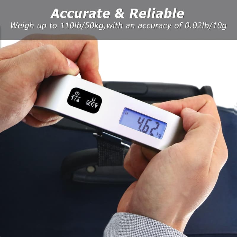 Portable Digital Luggage Scale - 110 lbs Capacity, Battery Included