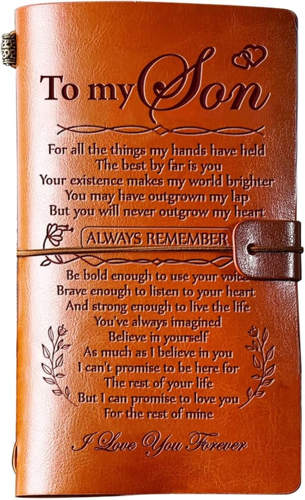 Leather Travel Journal for Teen Boys - Gift from Mom