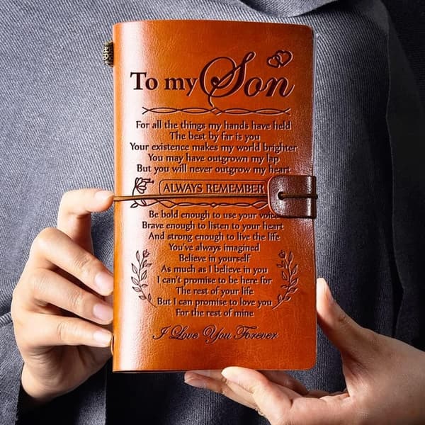 Leather Travel Journal for Teen Boys - Gift from Mom
