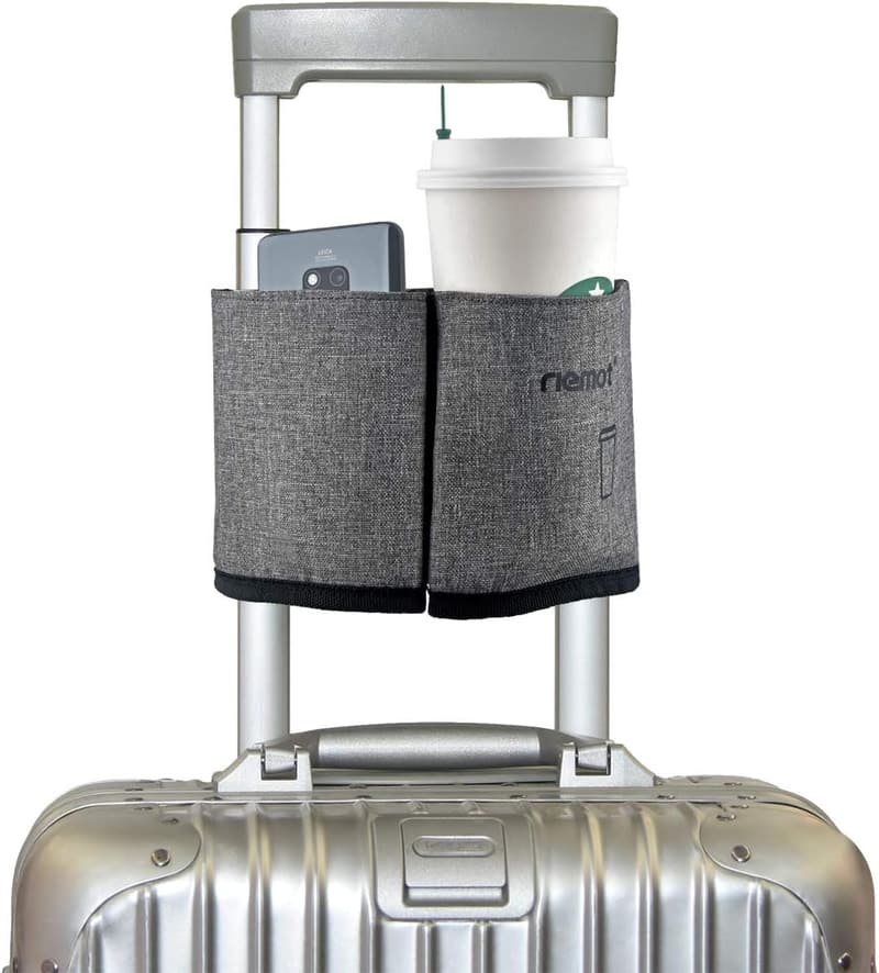 Travel Mug Holder for Suitcase - Fits Two Coffee Cups - Grey