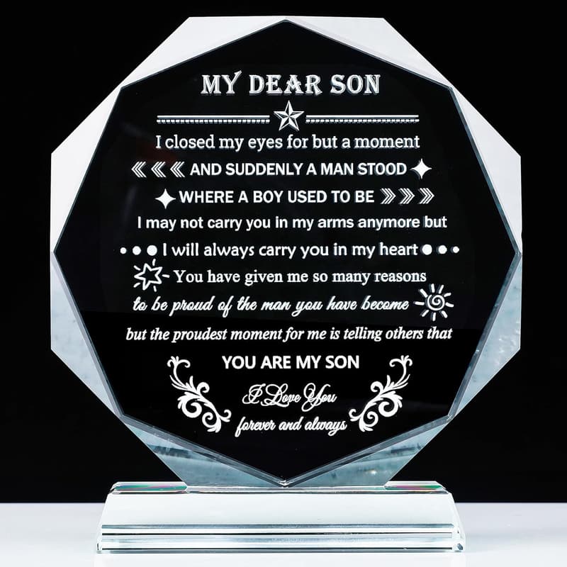 Inspirational Crystal Keepsake for Son - Birthday/Graduation Gift