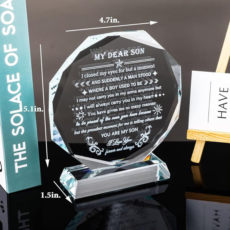Inspirational Crystal Keepsake for Son - Birthday/Graduation Gift