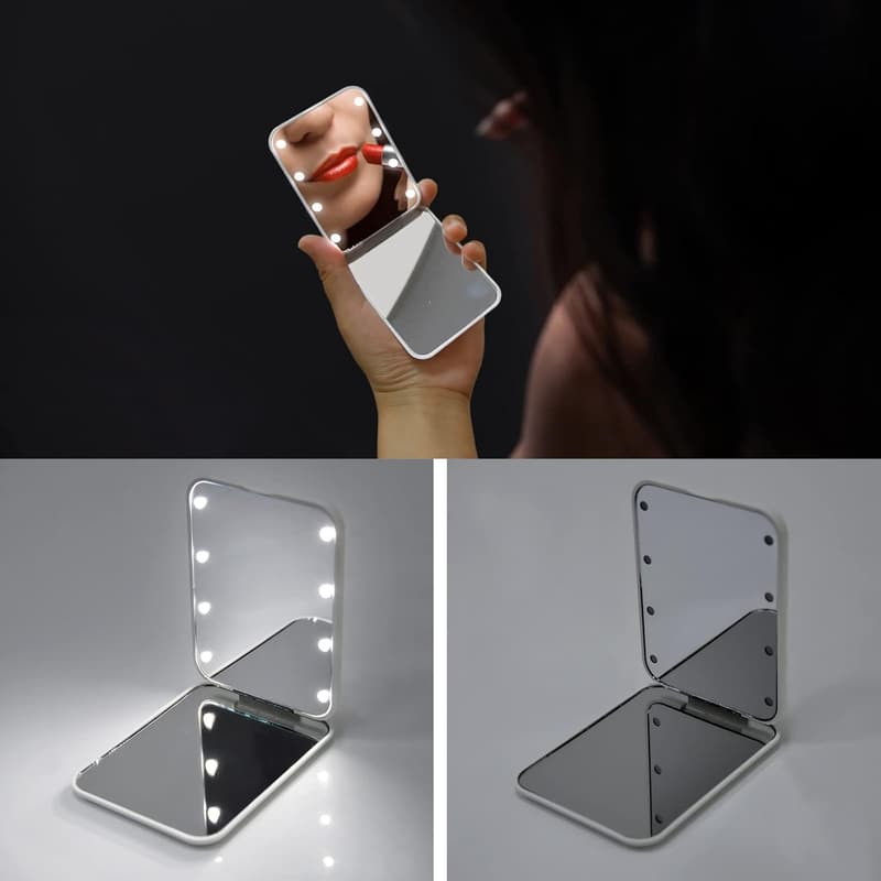LED Lighted Compact Travel Makeup Mirror for Women