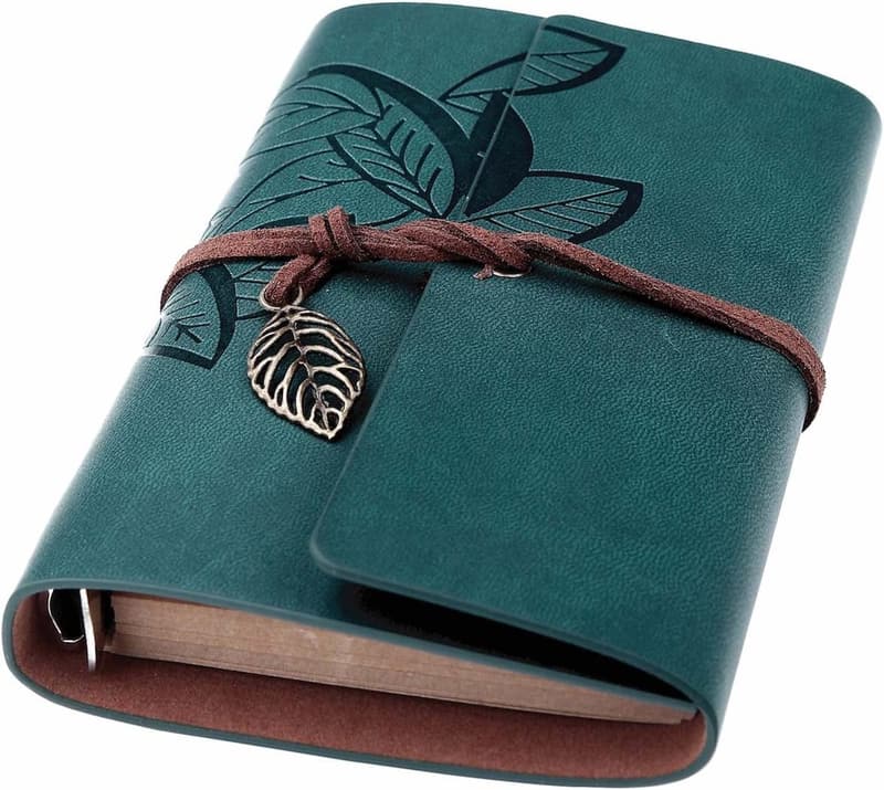 Refillable Leather Travel Journal for Teens and Adults (Blue, 5