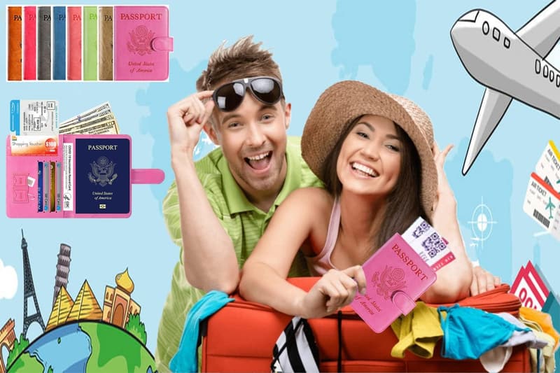 RFID Blocking Leather Passport Holder Wallet for Travel