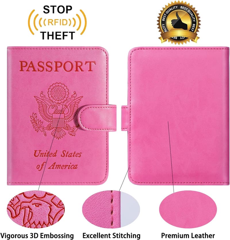 RFID Blocking Leather Passport Holder Wallet for Travel