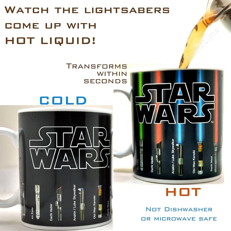 Heat-Activated Star Wars Mug with Lightsabers (12 oz)