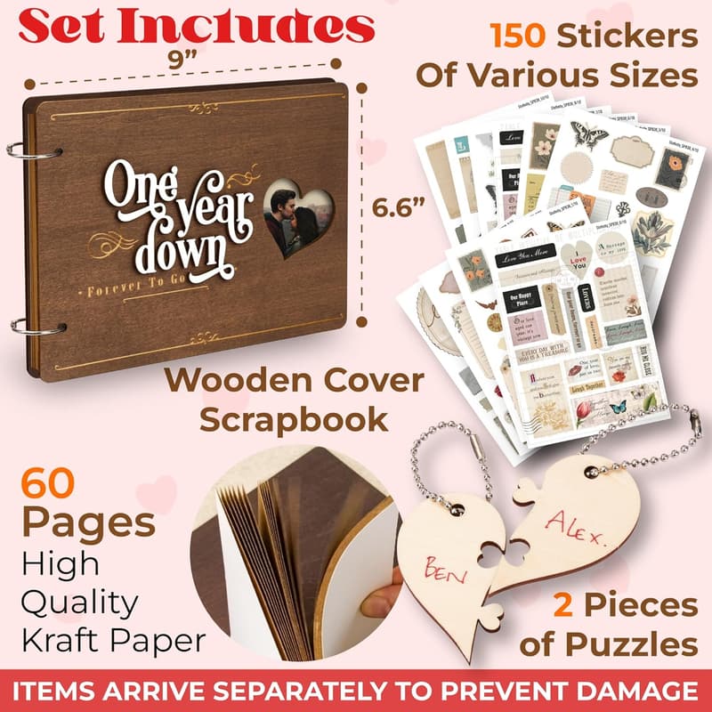 First Anniversary Scrapbook for Him and Her - One Year Gift