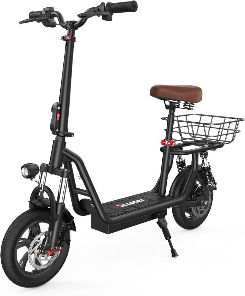 iScooter Commuting Electric Scooter with Adjustable Seat & Basket
