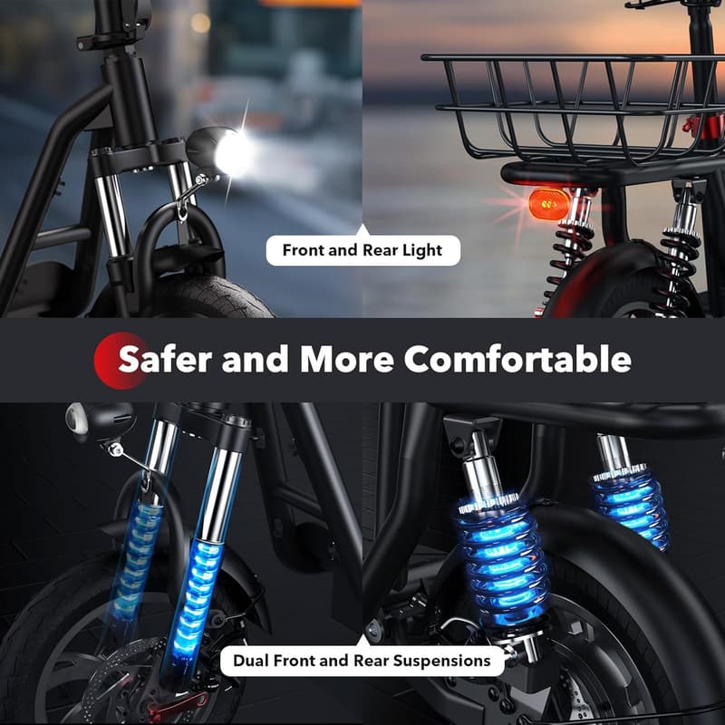 iScooter Commuting Electric Scooter with Adjustable Seat & Basket