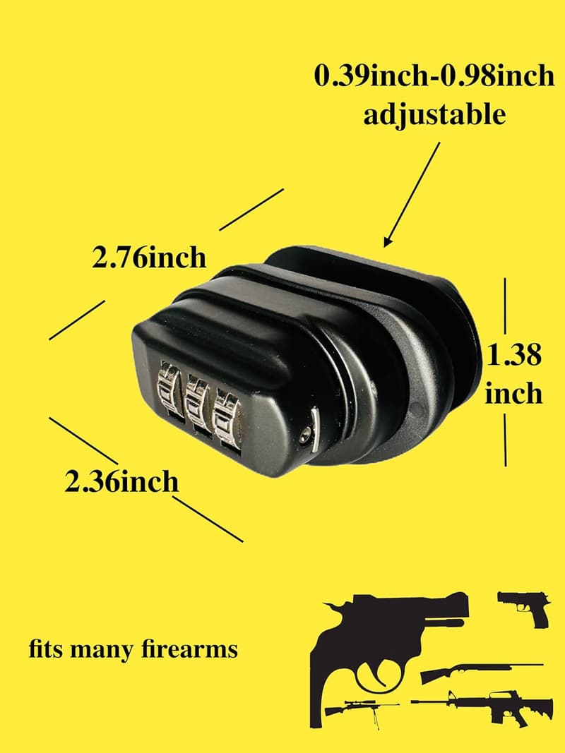 Universal 3-Digit Gun Trigger Lock with Custom Combination