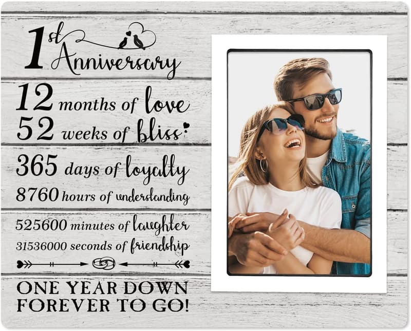 1st Anniversary Picture Frame for Couples - Fits 4x6 Photo