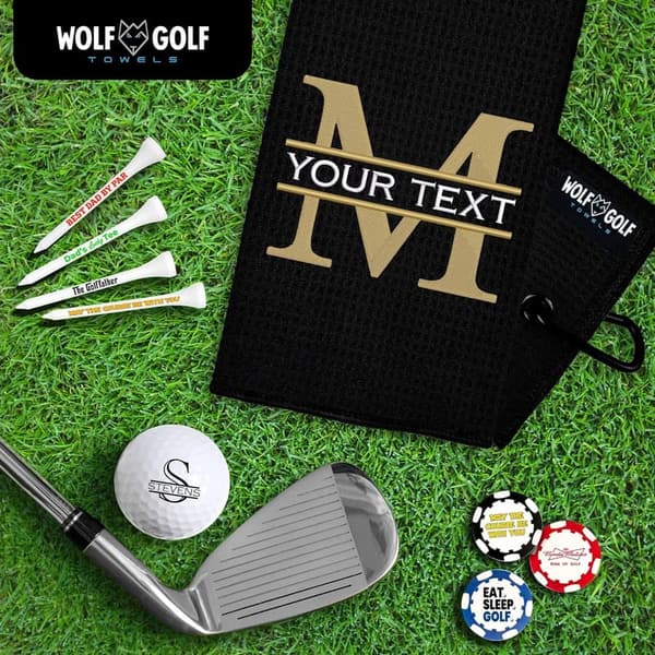 Personalized Black Golf Towels for Men & Women