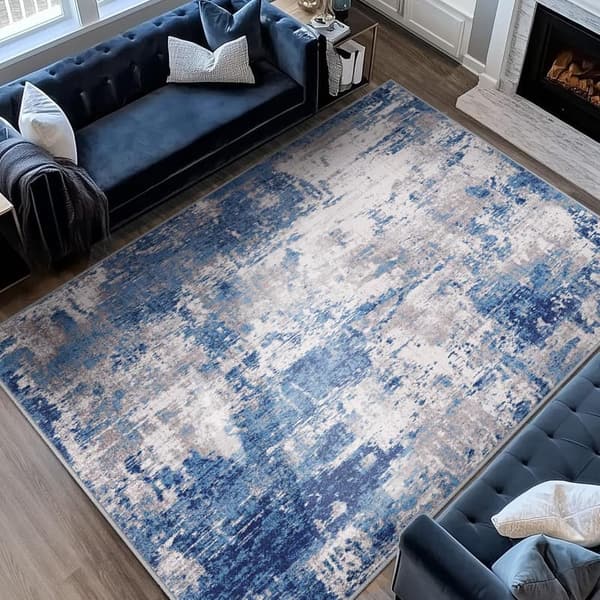 Non-Slip Modern Abstract Area Rug 9'x12' for Living Room