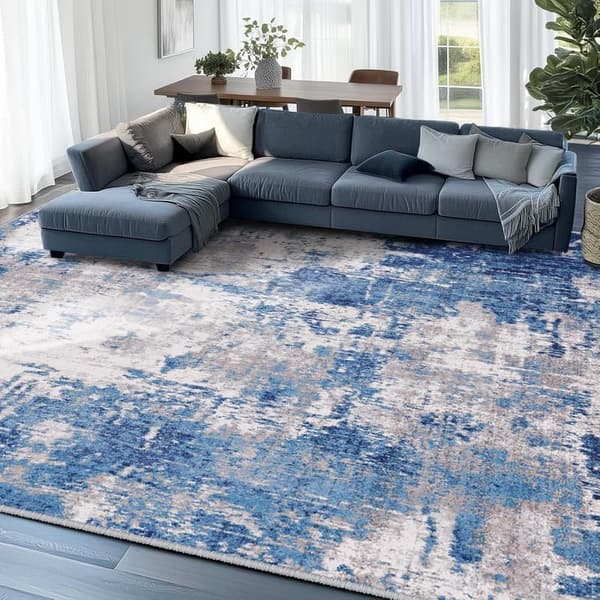 Non-Slip Modern Abstract Area Rug 9'x12' for Living Room