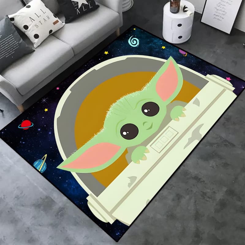 3D Anime Yoda Area Rug - Non-Slip Carpet for Kids' Rooms