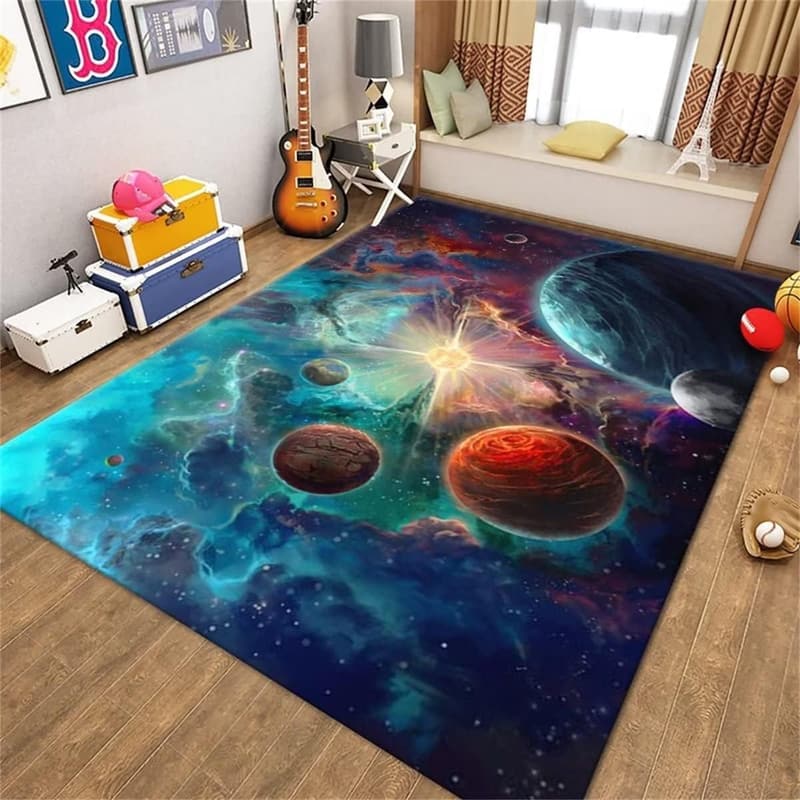 Galaxy Area Rug: 4'x6' Washable Starry Universe for Boys' Room