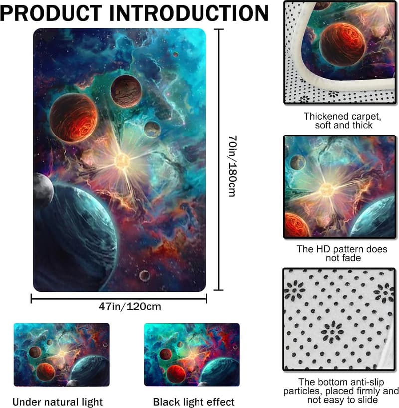Galaxy Area Rug: 4'x6' Washable Starry Universe for Boys' Room