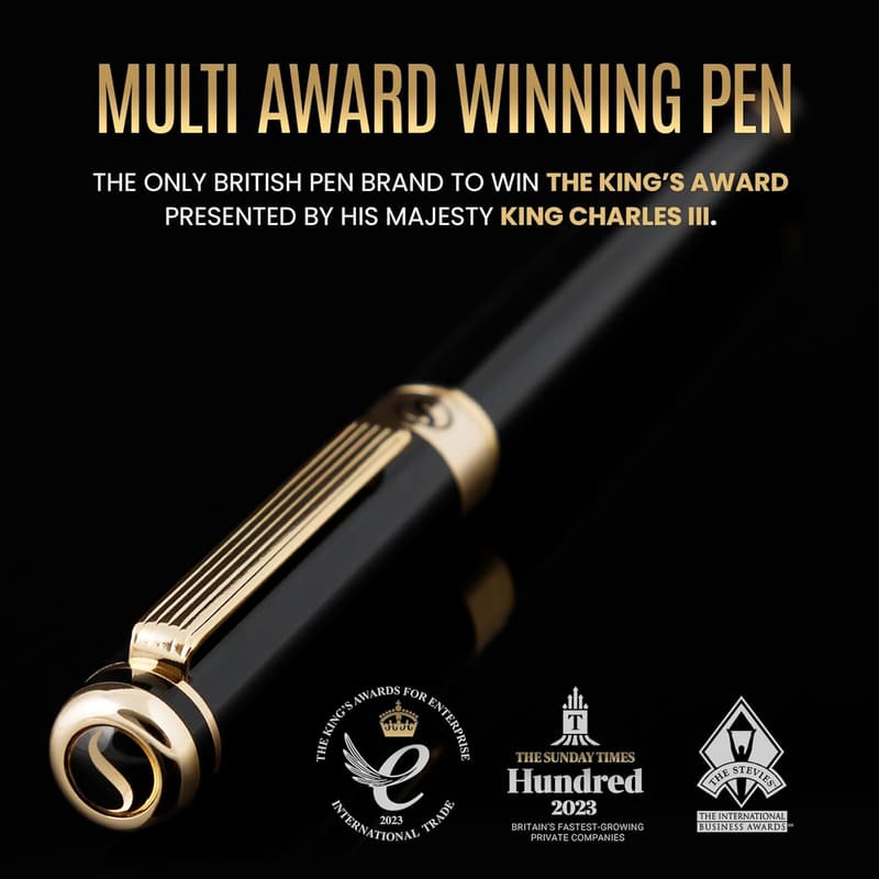 Luxury Black Lacquer Rollerball Pen with Gold Plating
