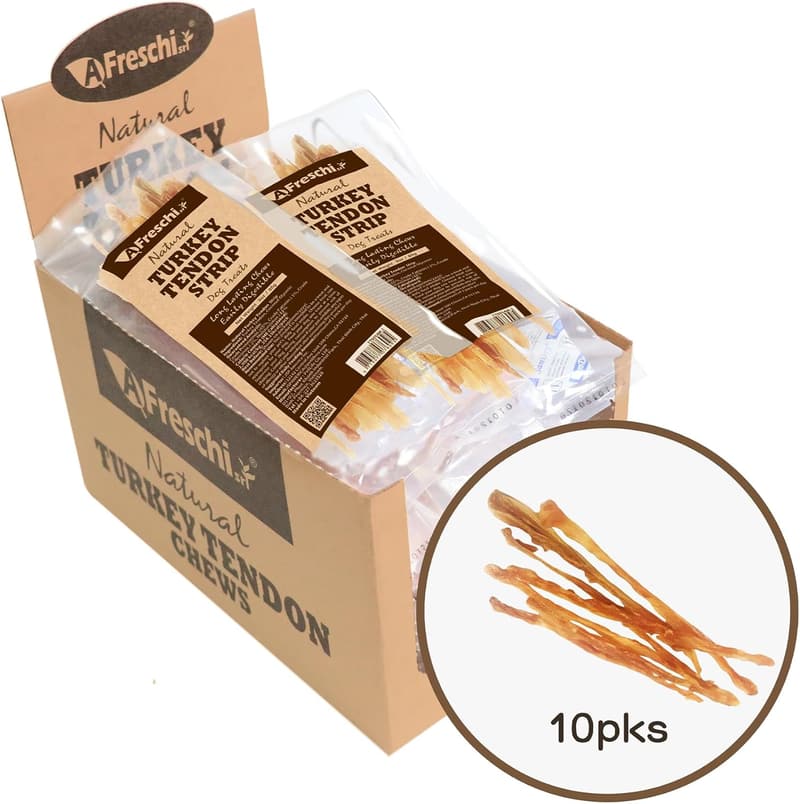 Natural Turkey Tendon Chews for Puppies - 10 Units/Box
