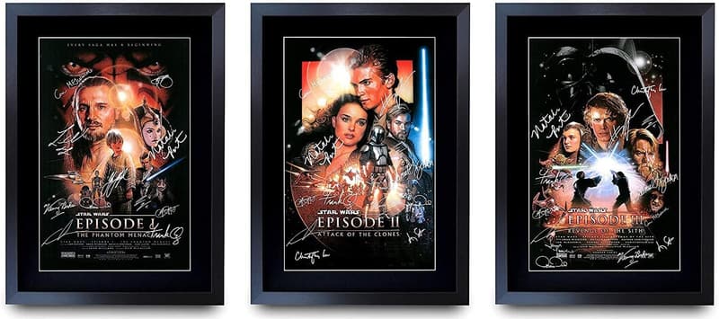 Star Wars Prequel Trilogy Signed Poster - Framed 16