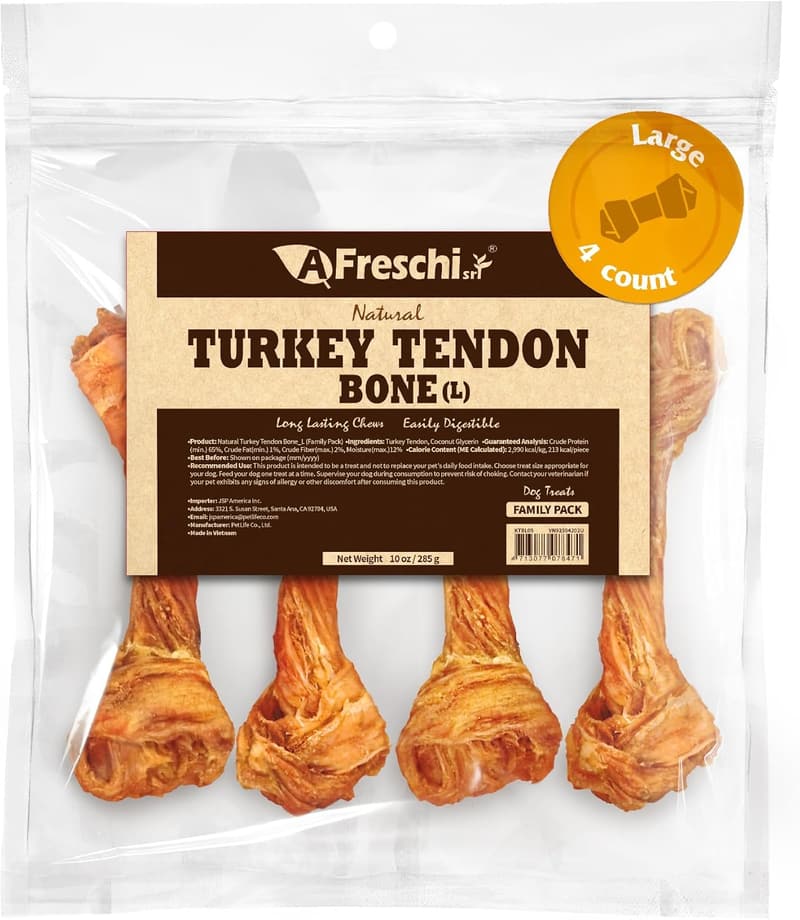 Natural Turkey Tendon Chew for Large Breeds - 10 oz