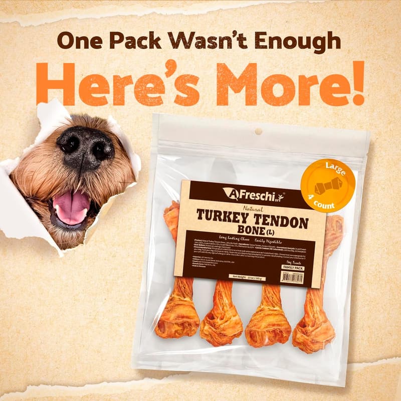 Natural Turkey Tendon Chew for Large Breeds - 10 oz