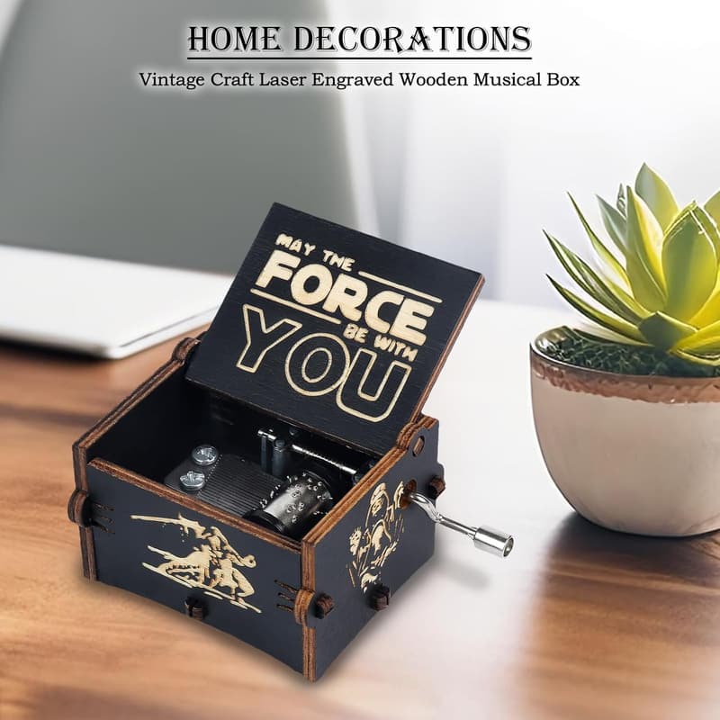 Star Wars Engraved Wooden Music Box - Perfect Birthday Gift
