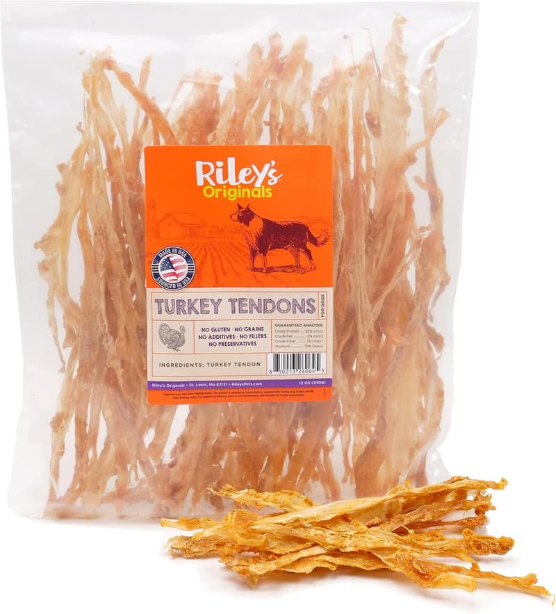 Dehydrated Turkey Tendons Dog Treats - 12 oz Made in USA
