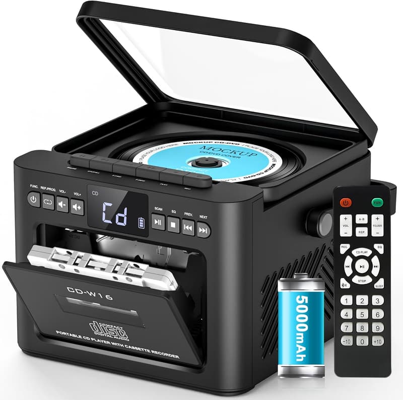 Greadio Bluetooth Boombox with CD & Cassette Player Combo