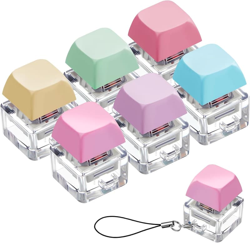 Fidget Clicker Keychain Set - 6 Macaron Stress Relief Toys