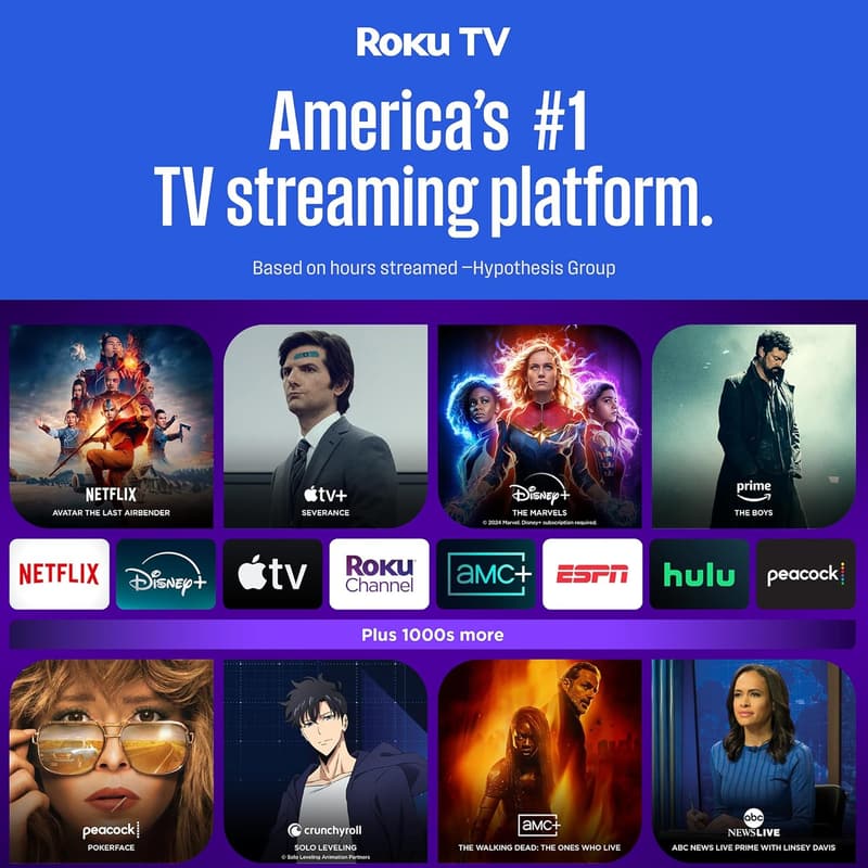 43 Inch 4K QLED Roku Smart TV with HDR, Dolby Vision, Alexa