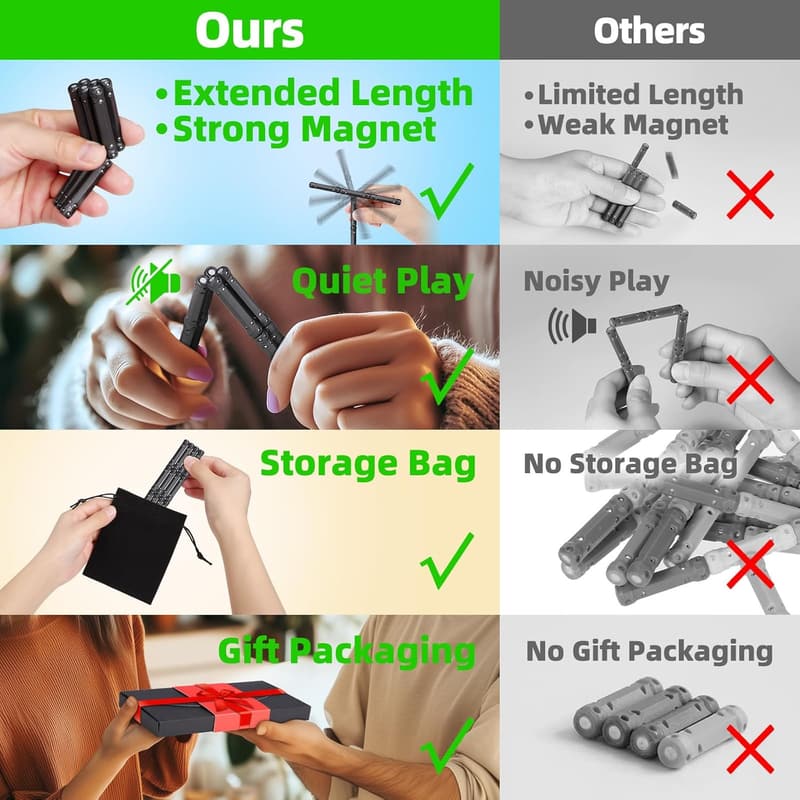 Magnetic Fidget Toys for Adults - 12 Pack Anxiety Relief Gadgets