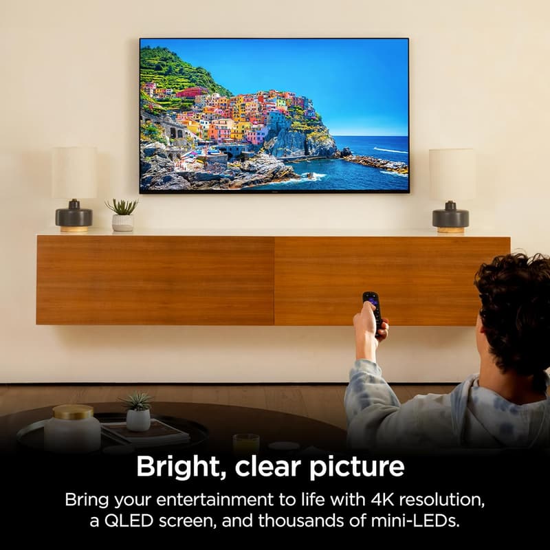 75-Inch 4K QLED Roku Smart TV with Voice Remote Pro