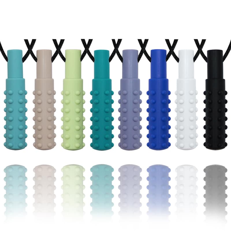 Sensory Chew Necklaces for Kids & Adults - 8 Pack Silicone Fidget Toys
