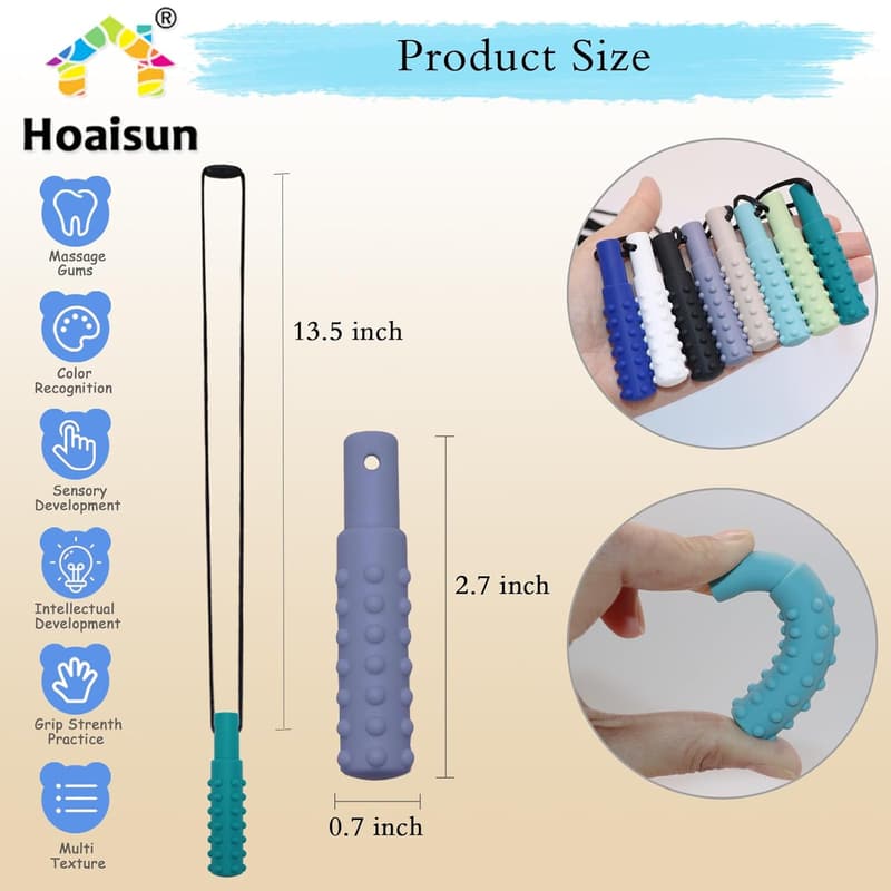 Sensory Chew Necklaces for Kids & Adults - 8 Pack Silicone Fidget Toys