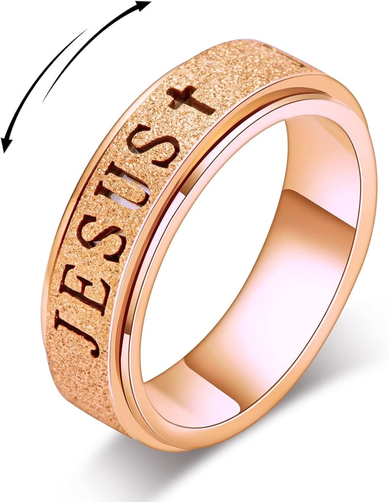 Anxiety Fidget Spinner Ring for Women - Stainless Steel, Size 5-10