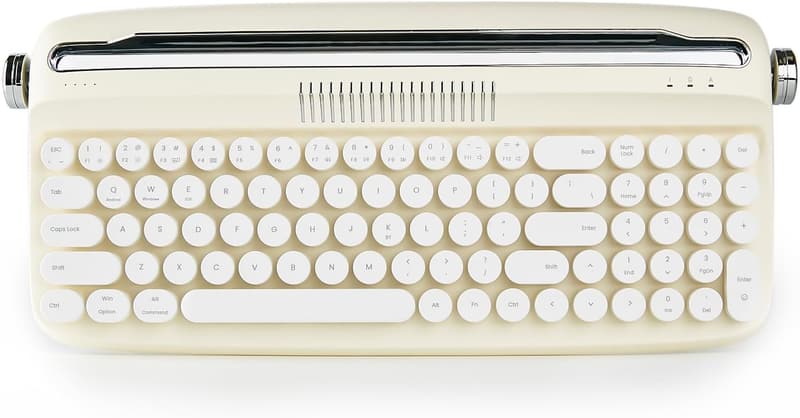 Wireless Retro Typewriter Keyboard with Stand - Bluetooth/USB-C (Ivory Butter)
