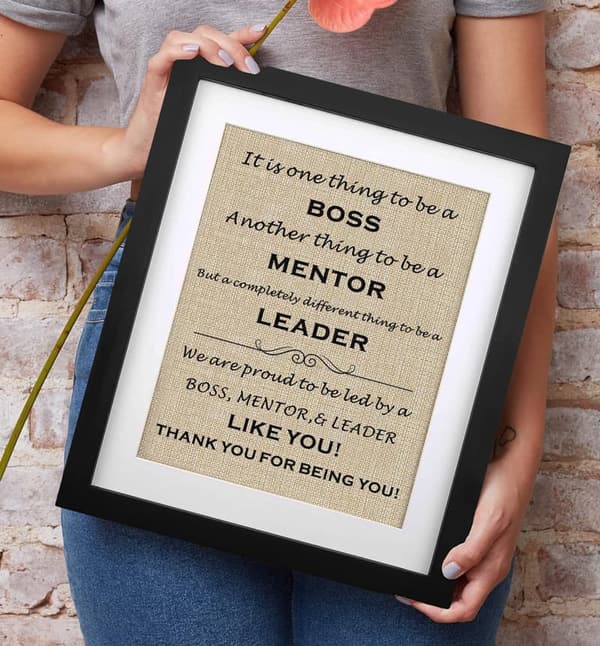 Retirement Burlap Print Gift for Boss and Mentor