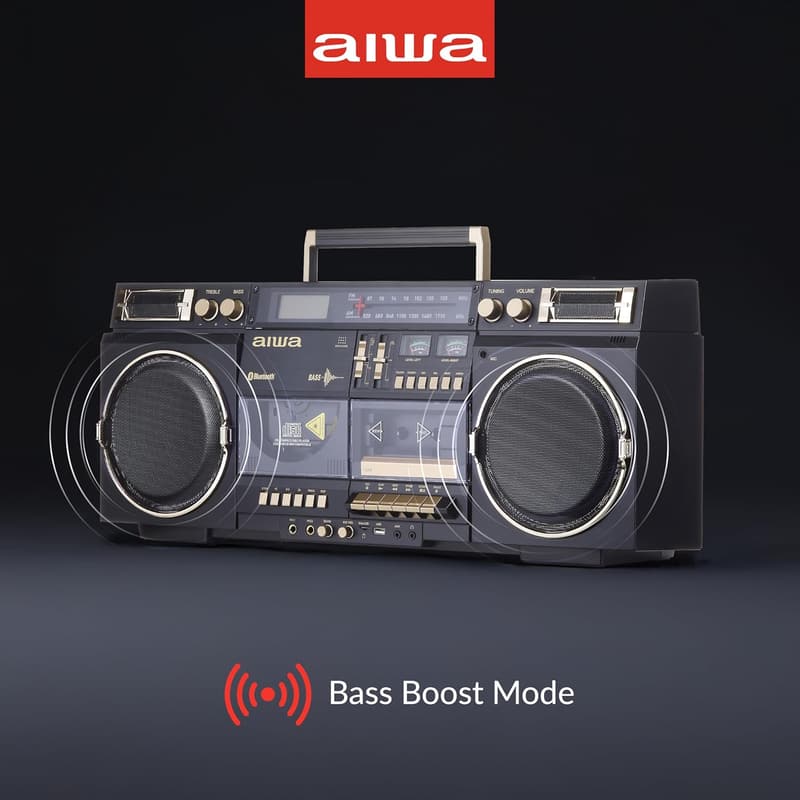 Retro Boombox CD Player with Bluetooth, Cassette Recording & Radio