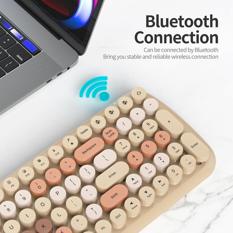 Retro Wireless Bluetooth Typewriter Keyboard - Colorful Mechanical Feel