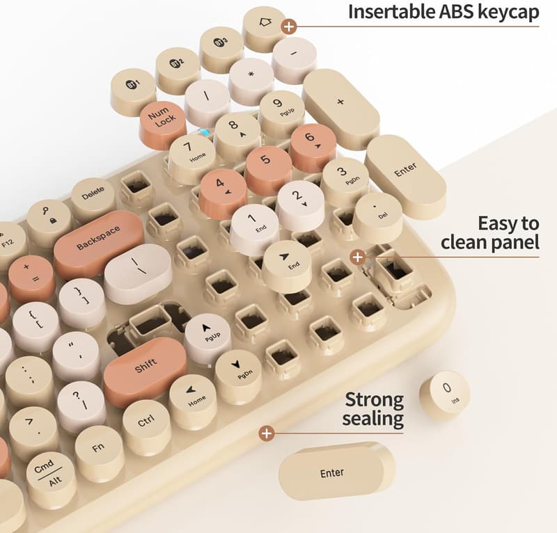 Retro Wireless Bluetooth Typewriter Keyboard - Colorful Mechanical Feel